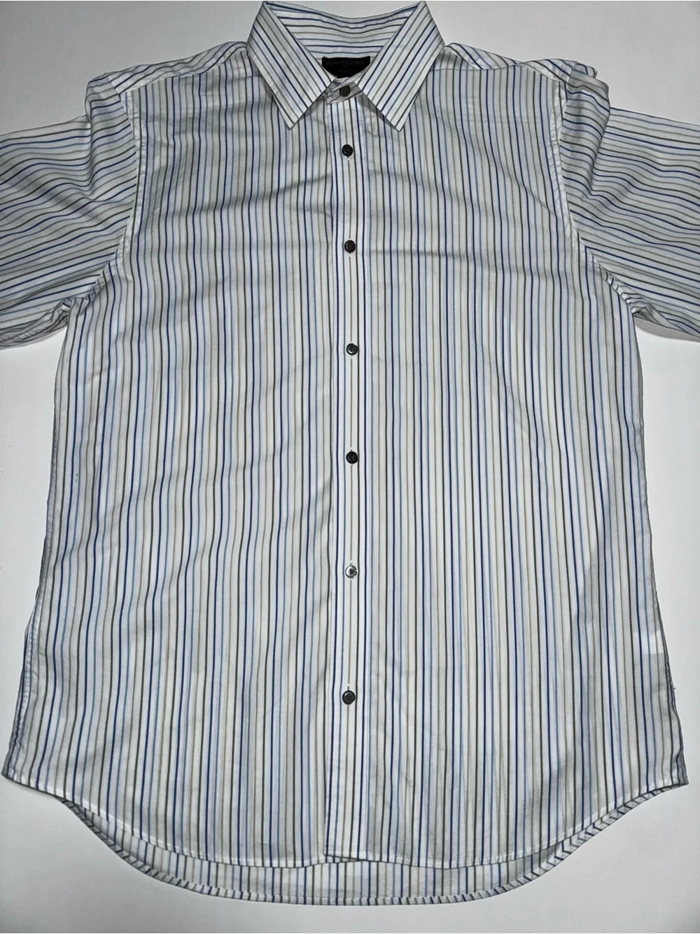 Banana Republic White Dress Shirt with Blue and Gray Stripes, 16-16,5 L
